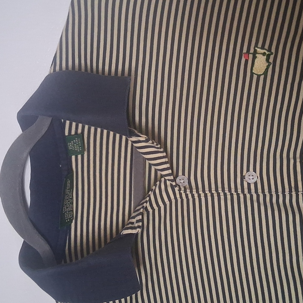 Navy and Yellow Striped Polo Shirt